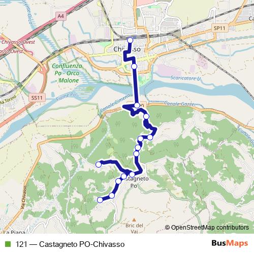 121 bus Line Map