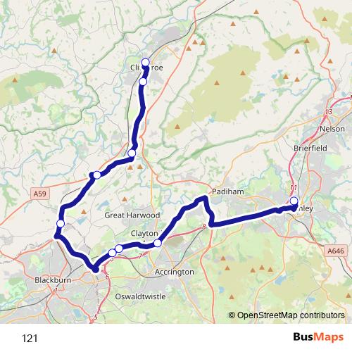 121 bus Line Map
