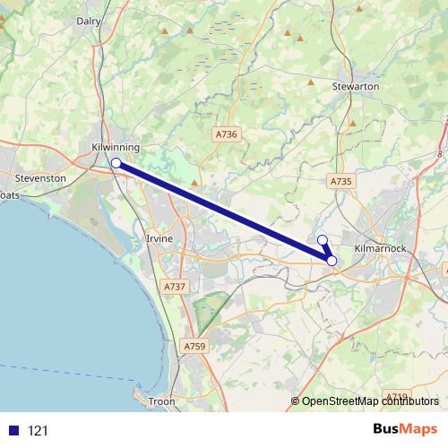 121 bus Line Map