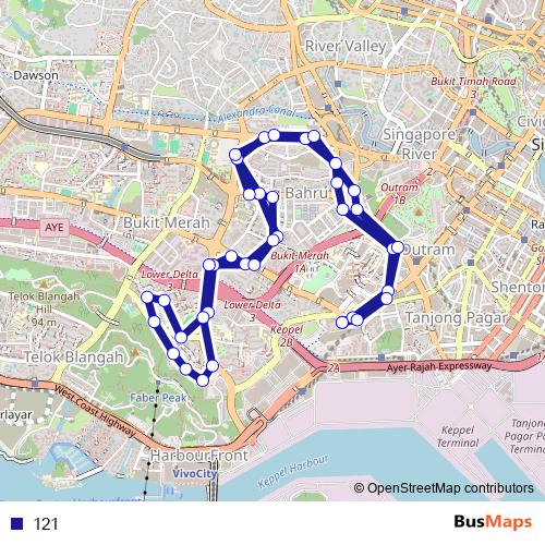 121 bus Line Map