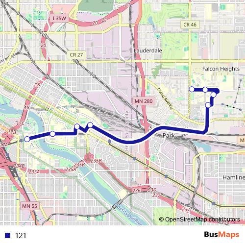 121 bus Line Map