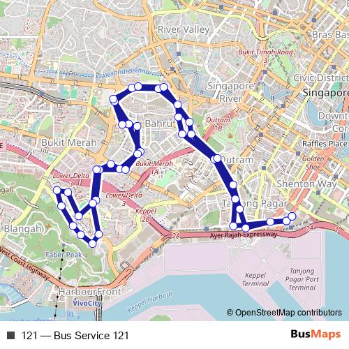 121 bus Line Map