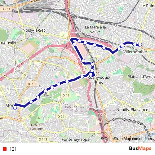121 bus Line Map