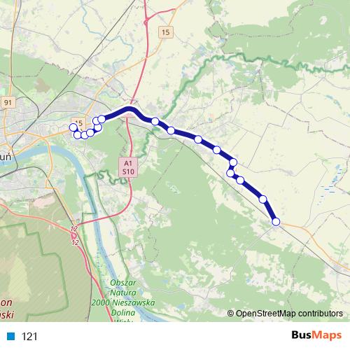 121 bus Line Map