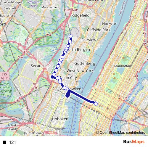 121 bus Line Map