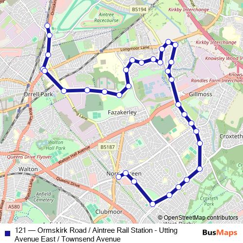 121 bus Line Map