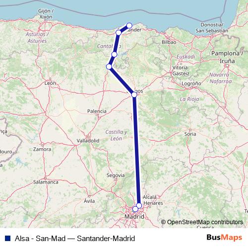 Alsa - San-Mad bus Line Map
