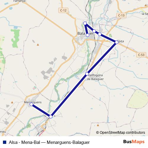 Alsa - Mena-Bal bus Line Map