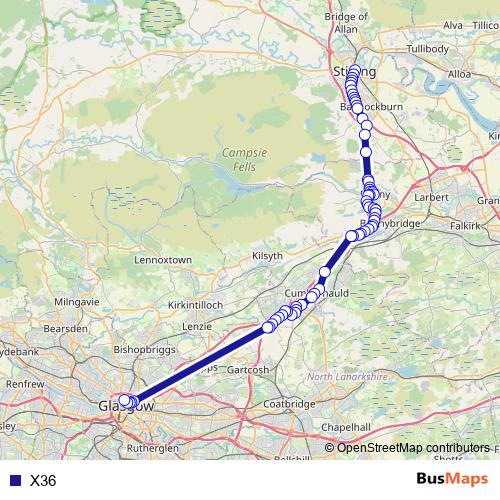 X36 bus Line Map