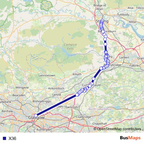 X36 bus Line Map
