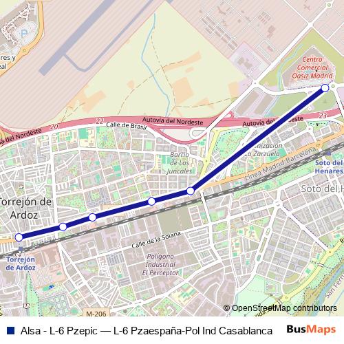 Alsa - L-6 Pzepic bus Line Map