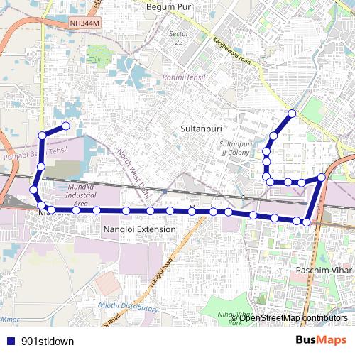 901stldown bus Line Map