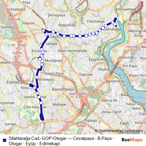 Silahtarağa Cad.-GOP-Otogar bus Line Map