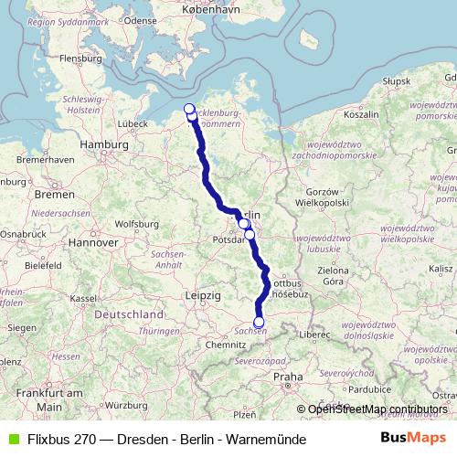 Flixbus 270 bus Line Map