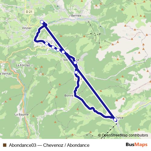 Abondance03 bus Line Map