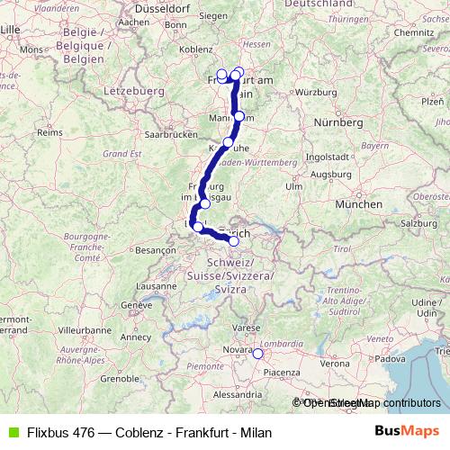 Flixbus 476 bus Line Map