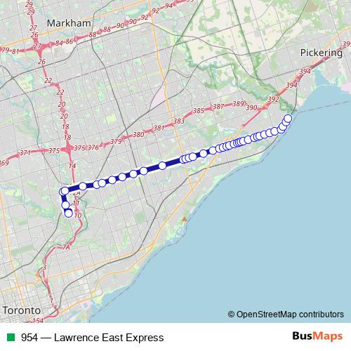 954 bus Line Map