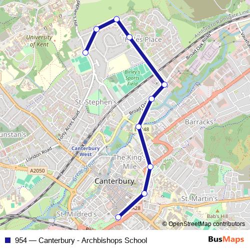 954 bus Line Map