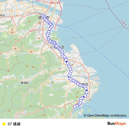 87 たちばなせん bus Line Map