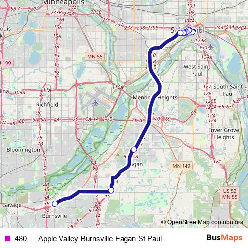 480 bus Line Map