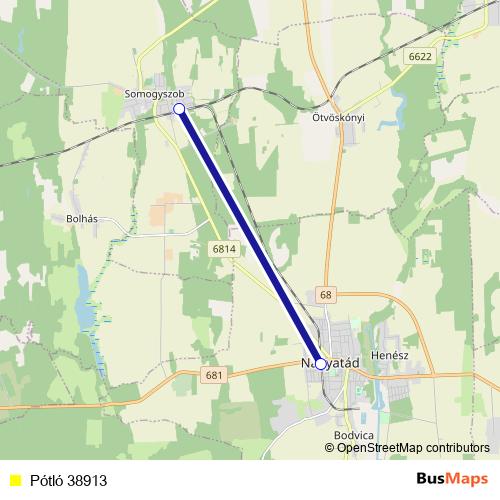Pótló 38913 bus Line Map