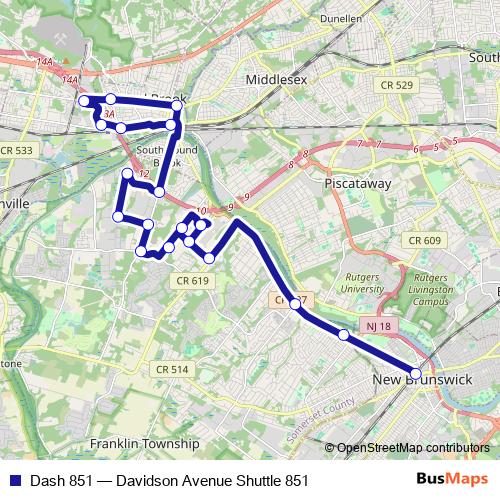 Dash 851 bus Line Map
