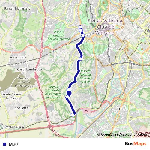 M30 bus Line Map