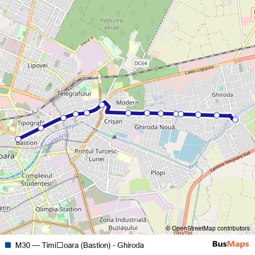 M30 bus Line Map