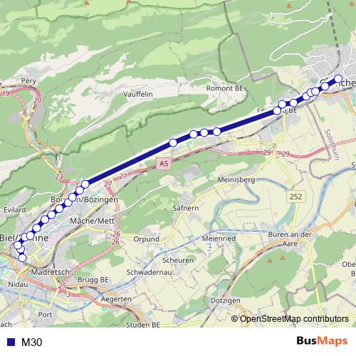 M30 bus Line Map
