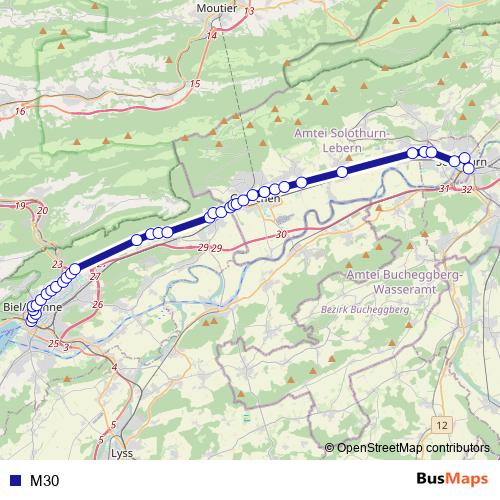 M30 bus Line Map