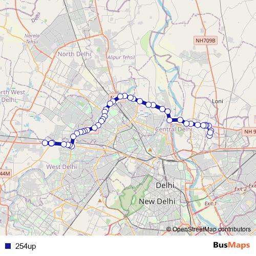 254up bus Line Map