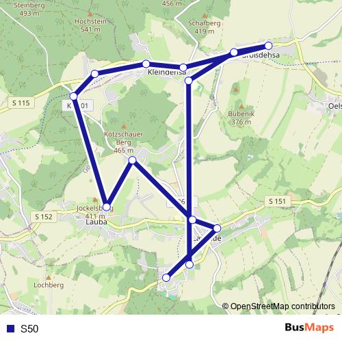 S50 bus Line Map