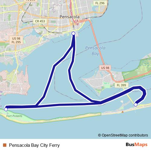 Pensacola Bay City Ferry ferry Line Map