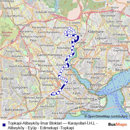 Topkapi-Alibeyköy-İmar Bloklari bus Line Map