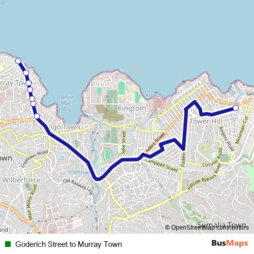 Goderich Street to Murray Town bus Line Map