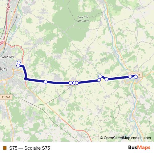 S75 bus Line Map