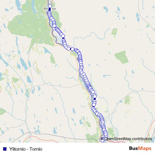 Ylitornio - Tornio bus Line Map