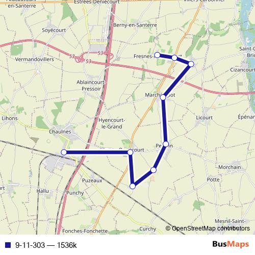 9-11-303 bus Line Map