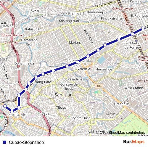 Cubao-Stopnshop bus Line Map