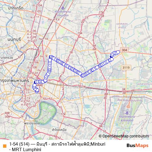 1-54 (514) bus Line Map