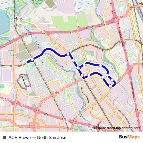 ACE Brown bus Line Map