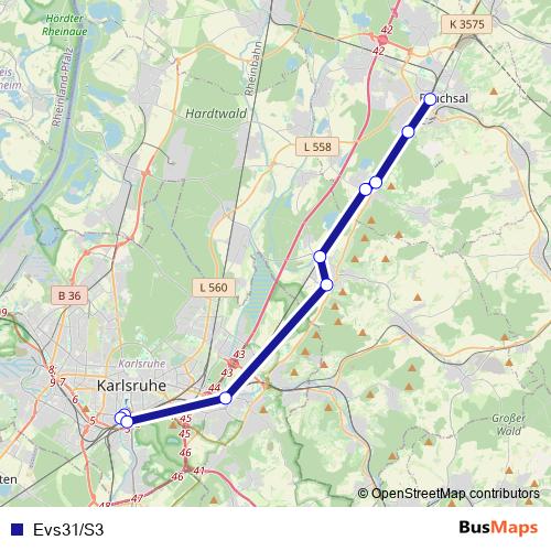 Evs31/S3 bus Line Map