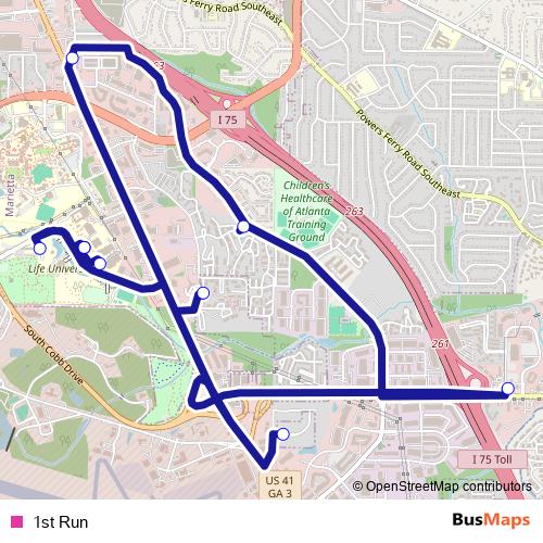 1st Run bus Line Map