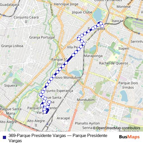 369-Parque Presidente Vargas bus Line Map