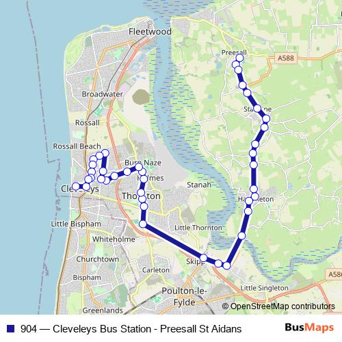 904 bus Line Map