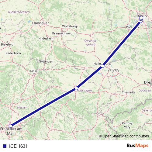 ICE 1631 rail Line Map