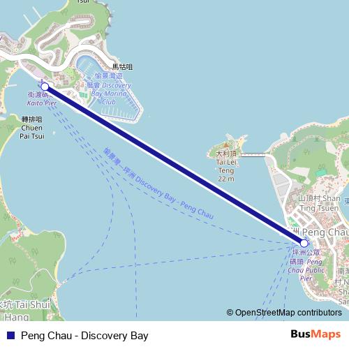 Peng Chau - Discovery Bay ferry Line Map