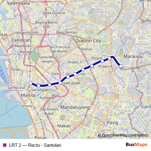 LRT 2 rail Line Map