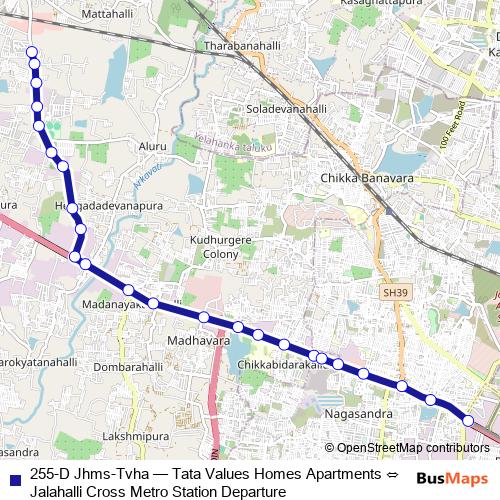255-D Jhms-Tvha bus Line Map