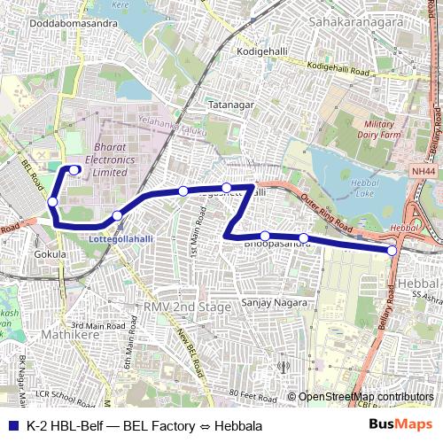 K-2 HBL-Belf bus Line Map